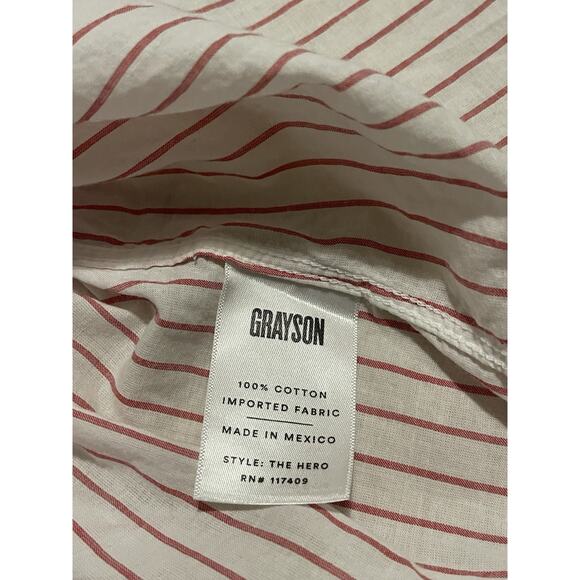 Frank & Eileen Grayson Hero Stripe Cotton Button up Shirt White Pink Sz 2 Small - Picture 9 of 10